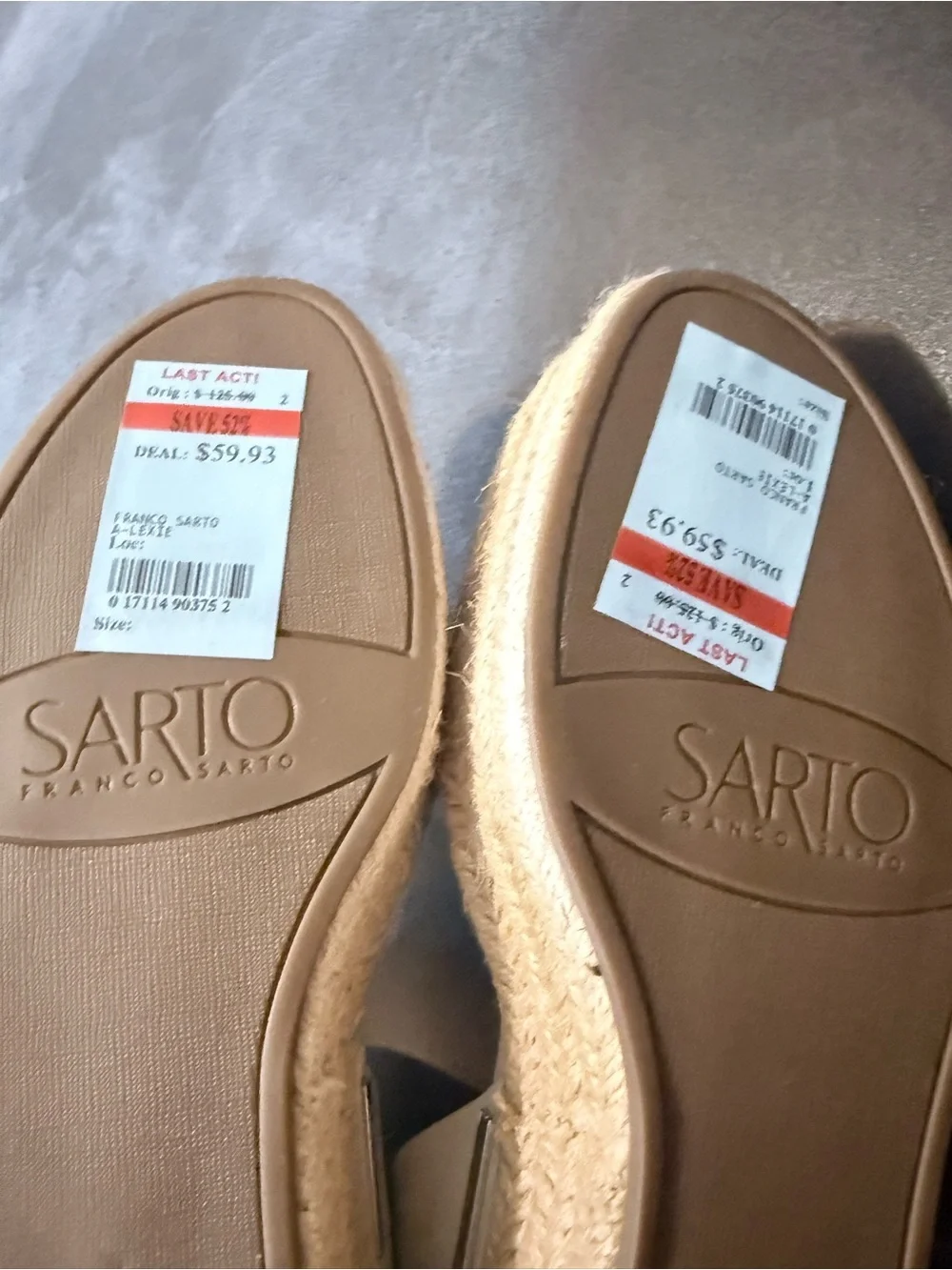Franco Sarto Cream and Natural Espadrille Platform Sandals